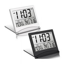 2 Pcs Digital Travel Alarm Clock Foldable LCD Clock with Calendar Temperature Snooze xc11122