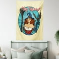 thumbnail image 4 of Halloween Tapestry, Retro Pop Art Witch Character with Broomstick and Spooky Bat, Wall Hanging for Bedroom Living Room Dorm Decor, 60W X 80L Inches, Pale Yellow and Multicolor, by Ambesonne, 4 of 5