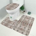 thumbnail image 2 of Gray Ethnic Rhombus and Triangle Pattern Bathroom Rugs Sets 3 Piece,Toilet Cover Set,Absorbent Non Slip Bathroom Mats Sets with U-Shaped Contour Rug Toilet Rug Set, 2 of 5