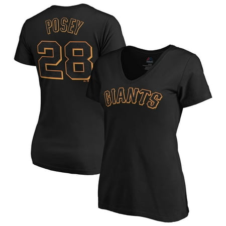 Buster Posey San Francisco Giants Majestic Women's Official Player Name & Number V-Neck T-Shirt -