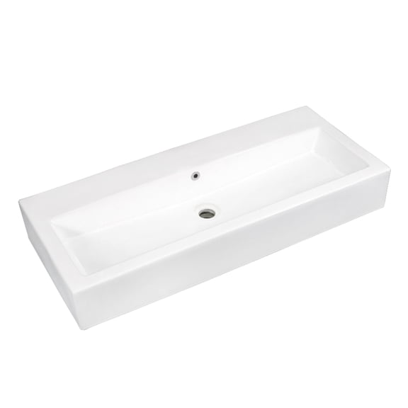 Kingston Brass EV3917H0 Anne 39-Inch Ceramic Rectangular Vessel Sink in White