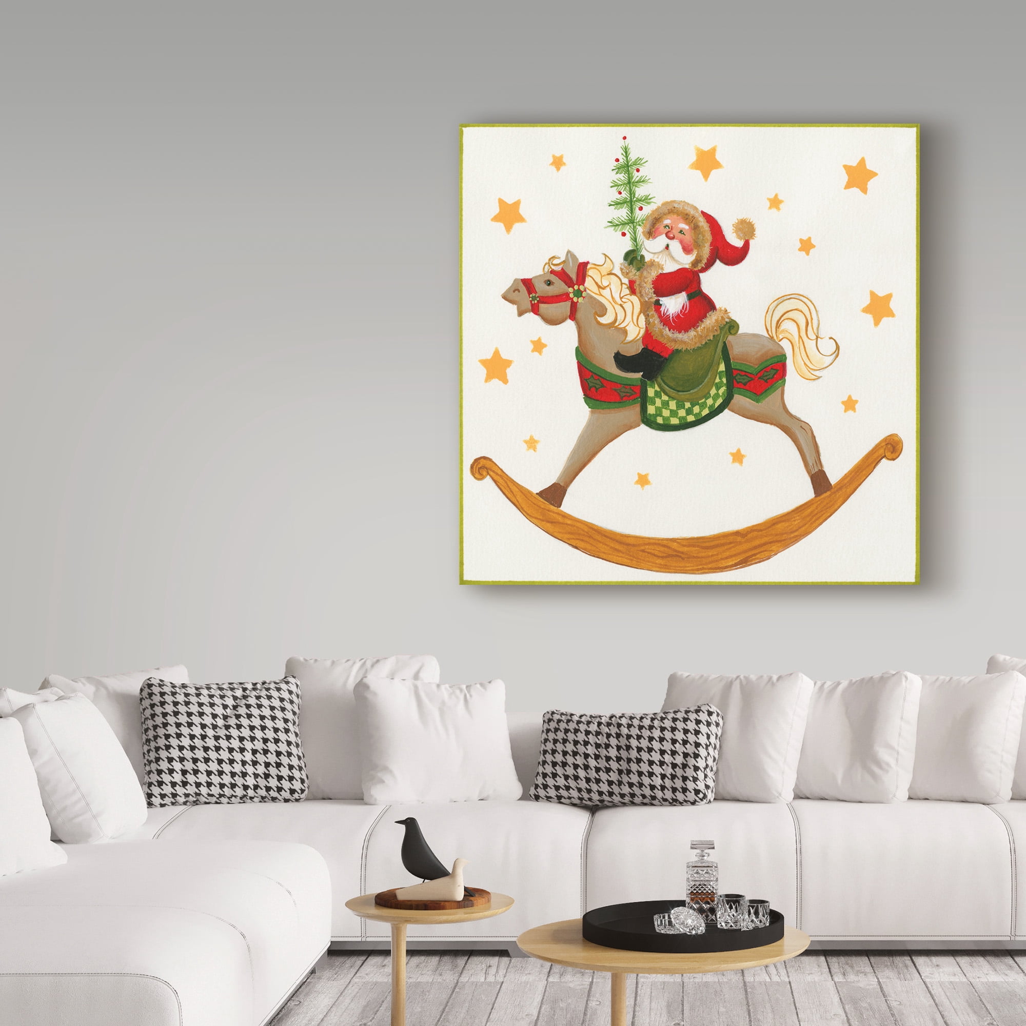 Trademark Fine Art 'Santa On Rocking Horse' Canvas Art by Beverly Johnston