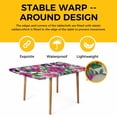 thumbnail image 4 of Purple Flowers Table Cloths for 6 Foot Rectangle Tables, Spring Watercolor Floral Leaves Botanical Beige Patio Waterproof Elastic Fitted Tablecloths, Washable Rectangular Table Cover for Camping, 4 of 8