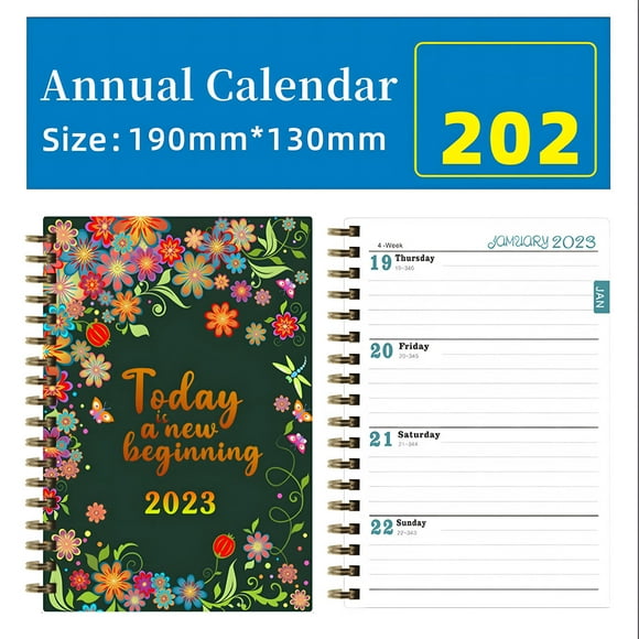 TFixol 2023 A5 Spiral Planner with Monthly & Weekly Views - Premium Thick Paper, Gold Binding, 136 Pages, Jan-Dec 2023, 8 Styles, 190x130mm