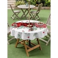 thumbnail image 3 of Outdoor Tablecloth with Umbrella Hole and Zipper, Valentine's Day Round Table Cloth 54 Inch Waterproof Tablecloth, Red Striped Checked Love Eucalyptus Picnic Table Cover for Patio Camping, 3 of 7