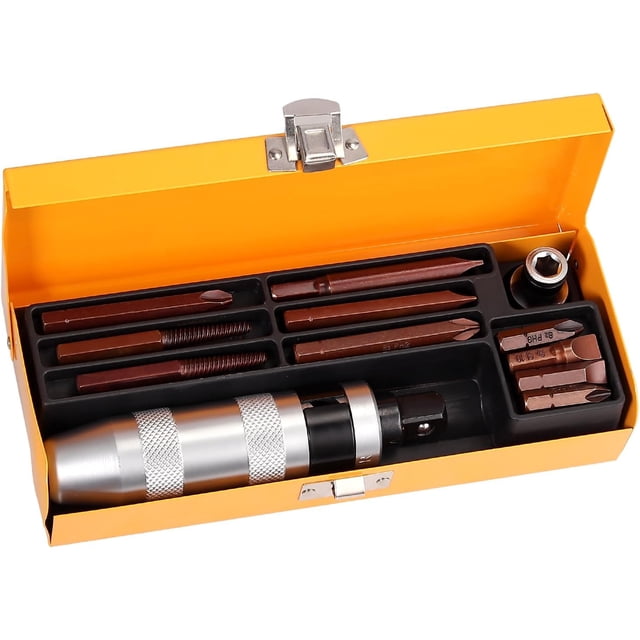 Justech Driver Set, 12PCs 1/2" Square & Hex Impact Driver Bits, Heavy Duty, Chrome Vanadium Steel, for Screws