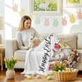 thumbnail image 4 of Throw Blanket Fleece Throw Blanket 50x80in, Happy Easter Cute Rabbit Tulip Daisy Eggs Soft Lightweight Bed Blankets Spring Black Plaid Fuzzy Couch Blankets for All Season, 4 of 9