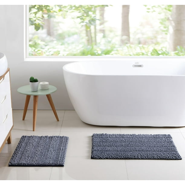 Better Homes & Gardens Heathered Noodle Striped Bath Rug Set, Admiral