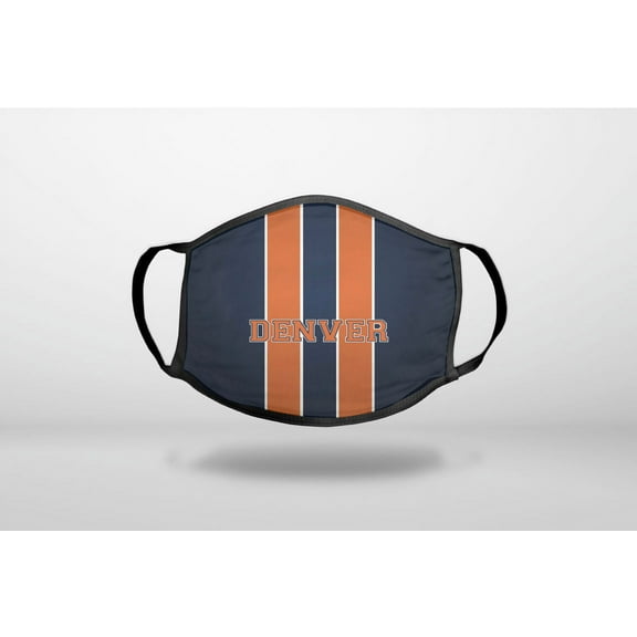 Orange Navy Broncos - 3-Ply Reusable Soft Cloth Face Covering, Unisex, Cotton Inner Layer