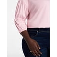 thumbnail image 3 of Terra & Sky Women's Plus Size Double Blouson Top with 3/4-Length Sleeves, Sizes 0X-5X, 3 of 4