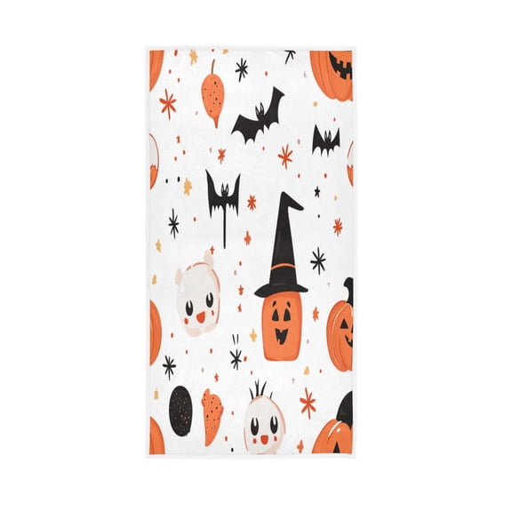 Single-Sided Print Hand Towel Breathable & Soft Towels Wash Cloth for Workout Running Several Halloween Elements 30x15 Inch