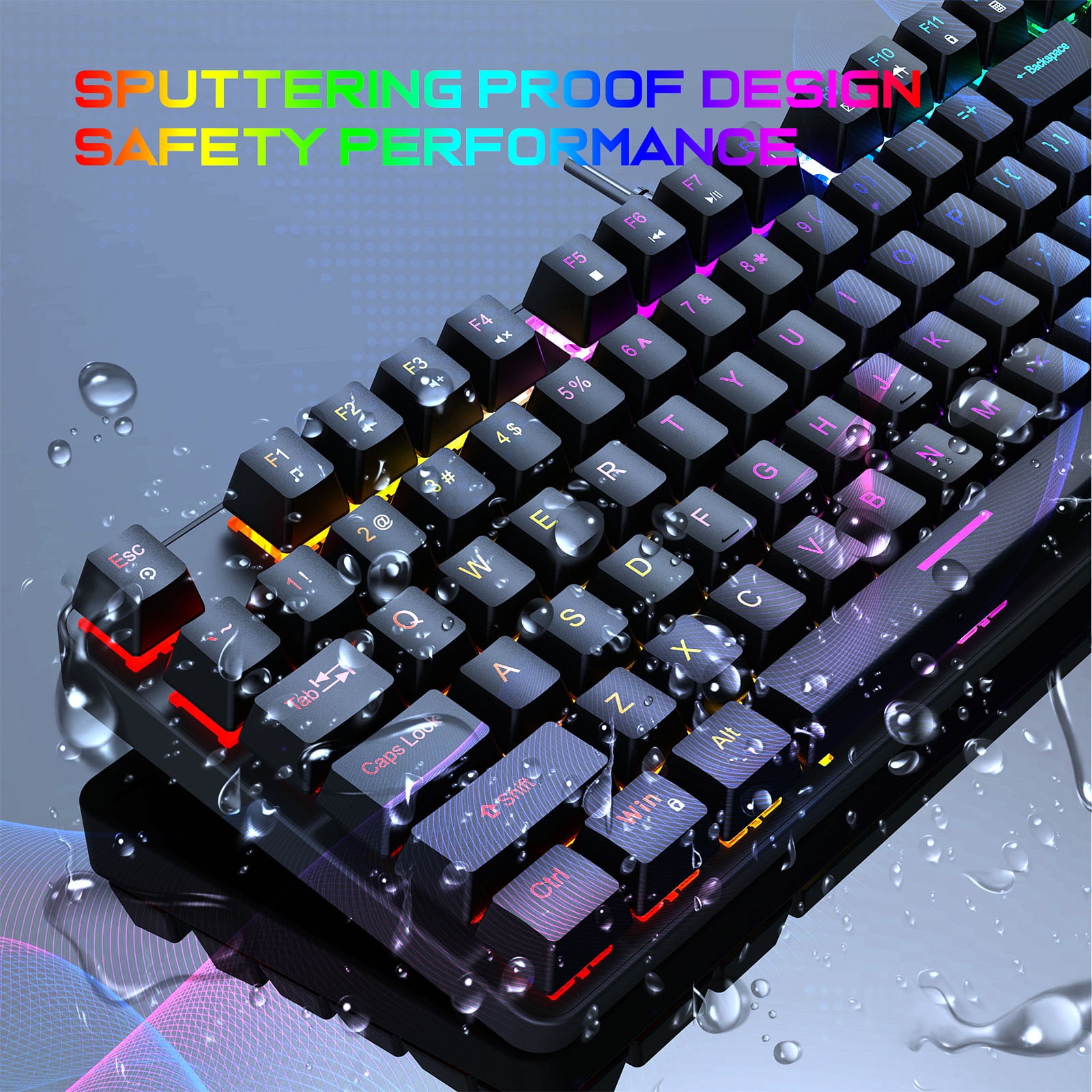SYGTA K87 Gaming Keyboard, USB-A TKL 87 Keys Hot Swappable Wired Gaming Keyboard for PC Mac,Black