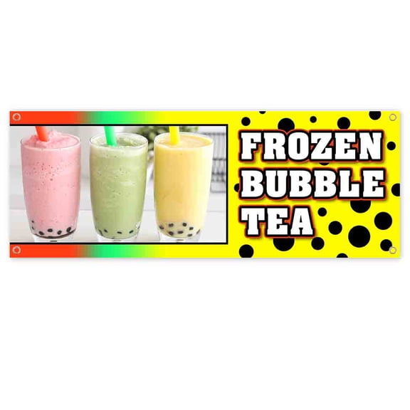 Frozen Bubble Tea 13 oz Vinyl Banner With Metal Grommets