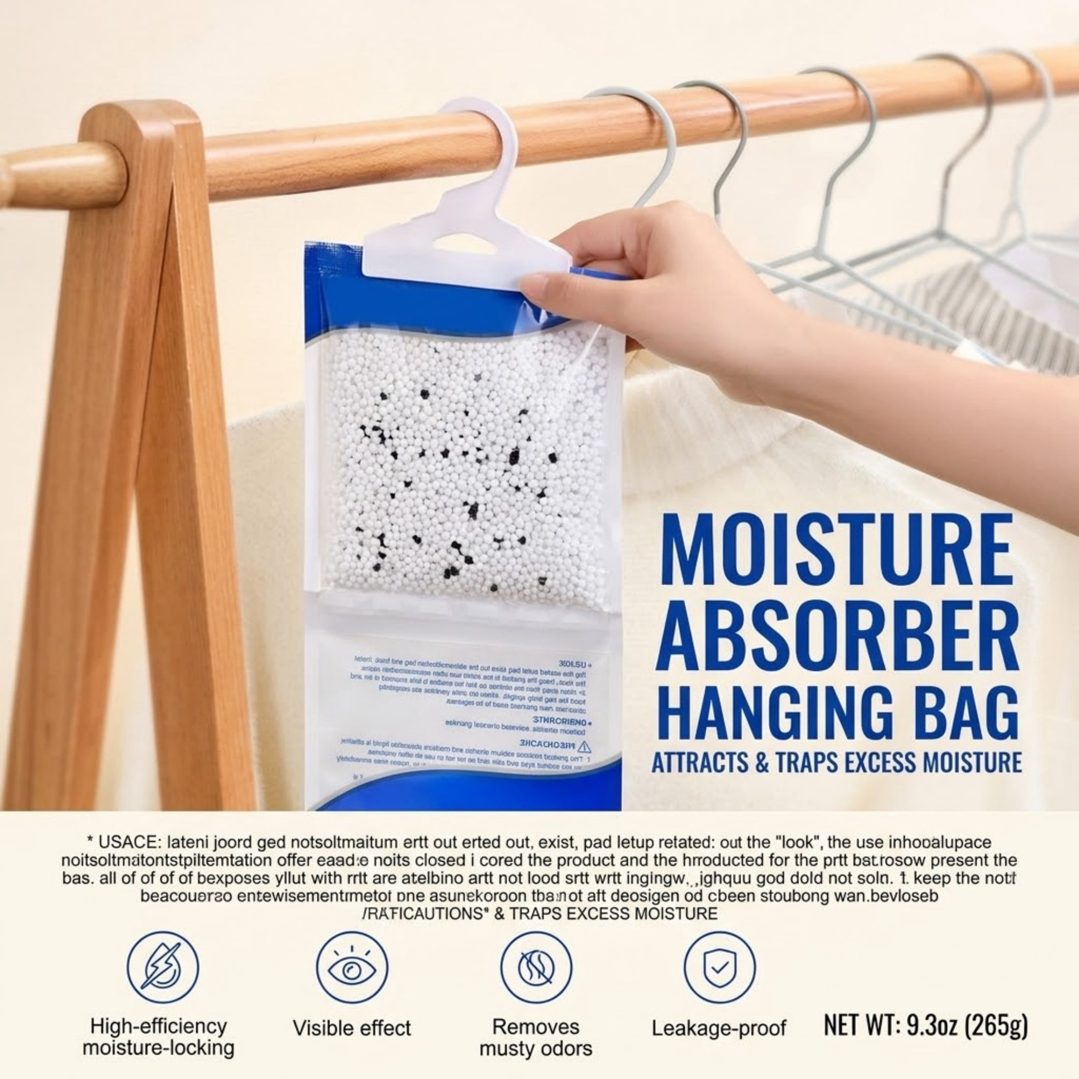JUVOCT 10-Pack Hanging Dehumidifier Bags, 9.3 oz Fragrance Free Moisture Absorber