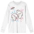 thumbnail image 5 of Mimi & Neko Rabbit And Cat Ears Crew Neck Long Sleeve Men's White Tee-Medium, 5 of 7
