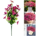 thumbnail image 4 of Safeglitz 18 Bundles Rosy Red Artificial Flowers – Outdoor Decor for Gardens, Window Boxes & Porches7-pronged artificial plastic flower, 4 of 4