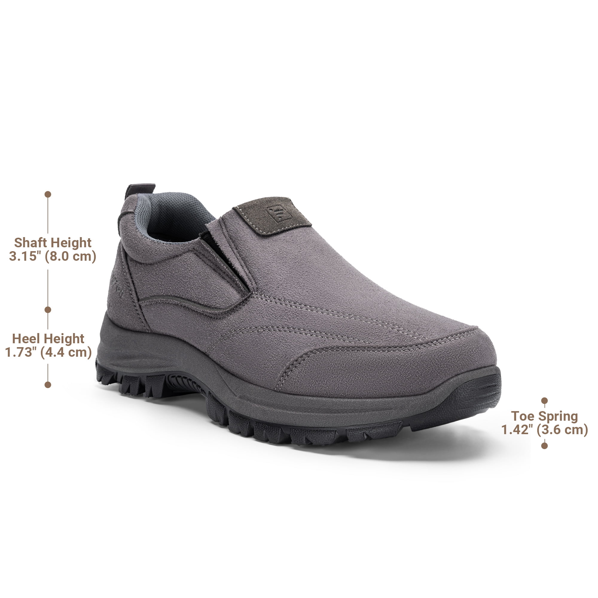 Fittington Mens Slip on Hiking Shoes Men's Walking Shoes Outdoor Trekking Loafer, Grey