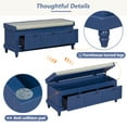 thumbnail image 6 of GZXS 44.1-Inch Shoe Bench with Lift Top Storage & Storage Drawers, Entryway Bench with Cushioned Seat, for Foyer, Bedroom, Living Room, Navy Blue, 6 of 8