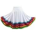 thumbnail image 3 of TiaoBug Women Mexican Flamenco Swing Long Skirt Spanish Full Circle Folklorico Dance Skirts White 55cm XL, 3 of 4