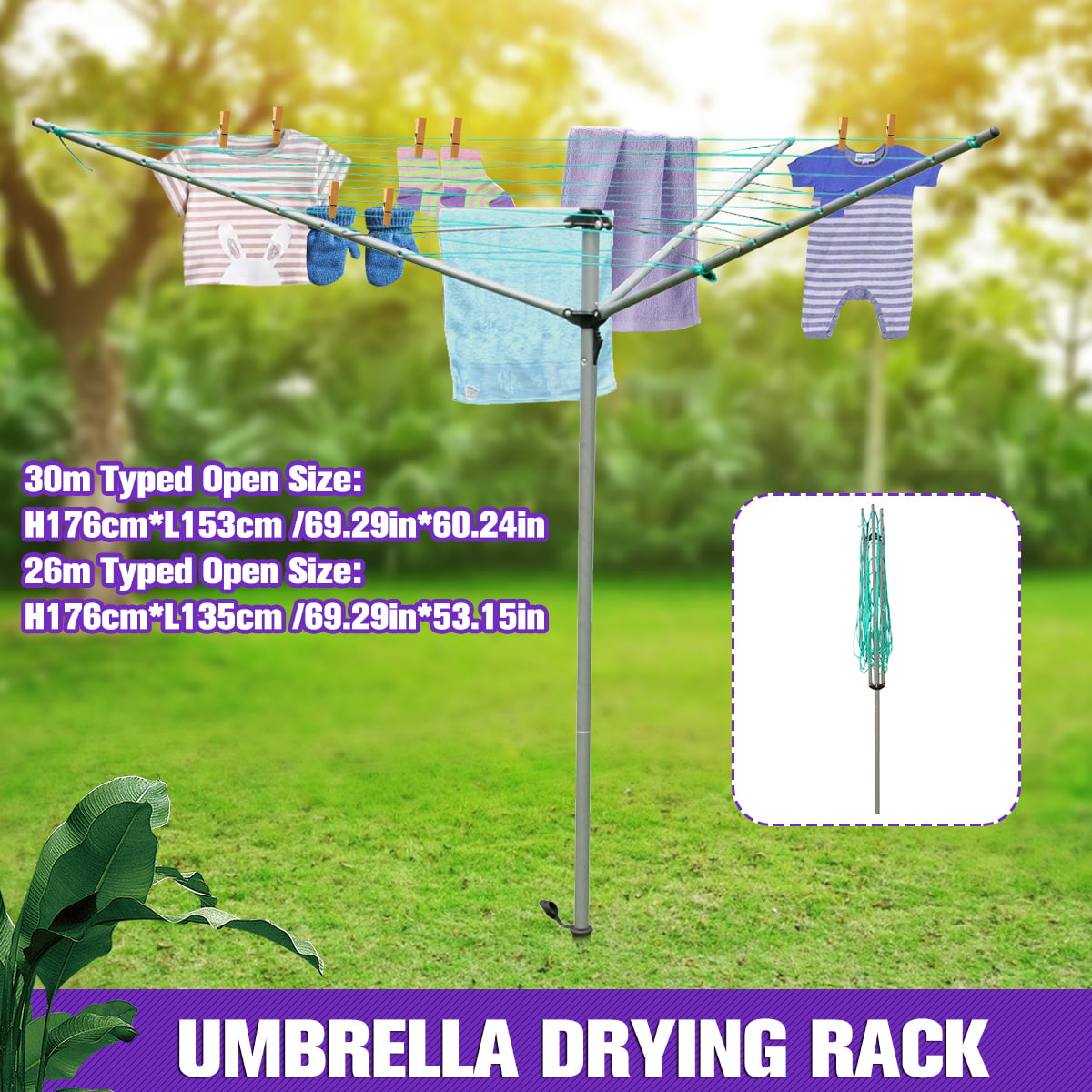 26m 5 Arm Wall Mounted Airer Cover Clothes Drying Outdoor Cover Only 