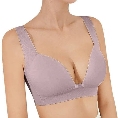 Pavied Nursing Bras Push Up Bra Front Closure Bras Women Lace Front Button Shaping Cup Adjustable Shoulder Strap Large Size Underwire Bra Plus Size Bra Womens Bras Purple XL