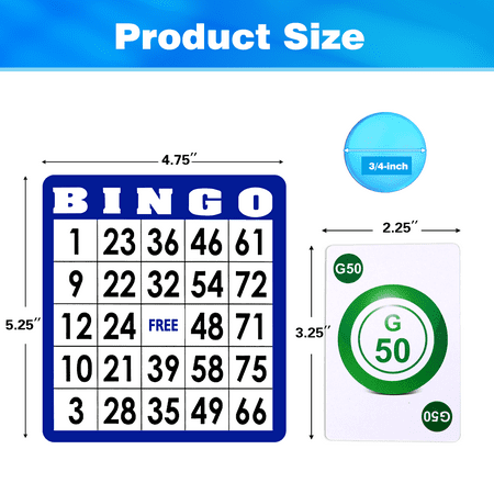 GSE Bingo Game Set with 50 Bingo Cards, 500 Colorful Bingo Chips & Bingo Calling Cards Deck for Parties, Large Groups, Bingo Game Night