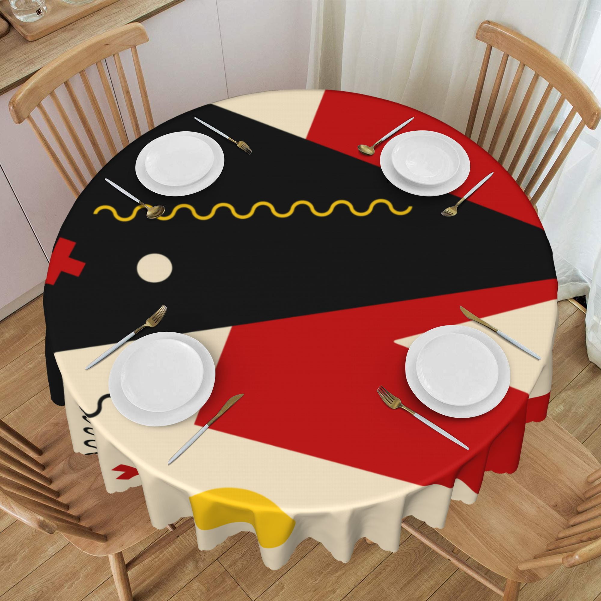 Triangular Tablecloth ZNDUO Triangular Geometric Art Pattern Round Tablecloth, Anti-fouling ...