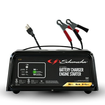 Schumacher Electric 6A Car Battery Charger/50A Engine Starter, Maintainer, 10A Boost, 12V Sport, Auto, and Marine Batteries, SC1361