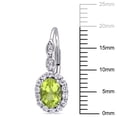 thumbnail image 2 of Miabella Women's 2-1/2 Carat T.G.W. Oval-Cut Peridot Round-Cut White Topaz and Round-Cut Diamond Accent 14kt White Gold Halo Leverback Earrings, 2 of 5