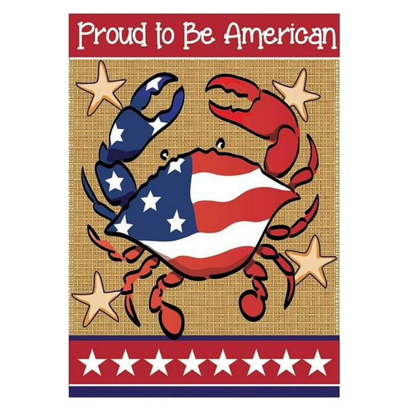 Proud to Be an American Lobster 18 x 13 Rectangular Burlap Double Applique Small Garden Flag