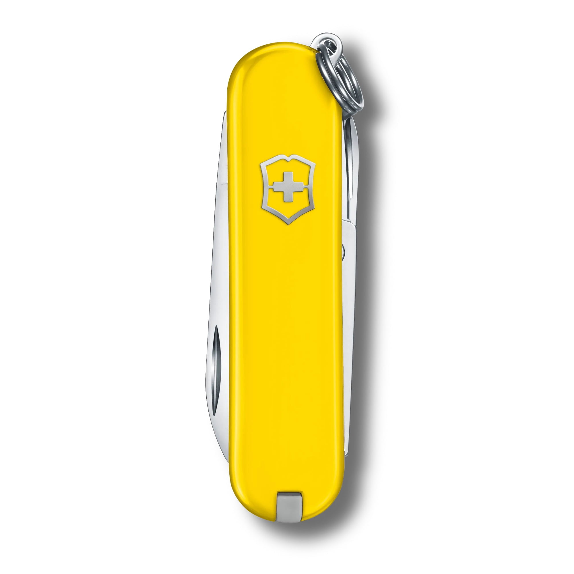 Victorinox Classic SD Swiss Army Knife, Compact, 7 Functions, Swiss Made Pocket Knife with Small Blade, Screwdriver and Key Ring - Yellow, Blister