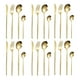 thumbnail image 1 of Juego de cubiertos para fiestas: cuchillo, tenedor y cuchara para carne, ideal para hoteles, apartamentos y hogares. Dorado 24 piezas, 1 of 9