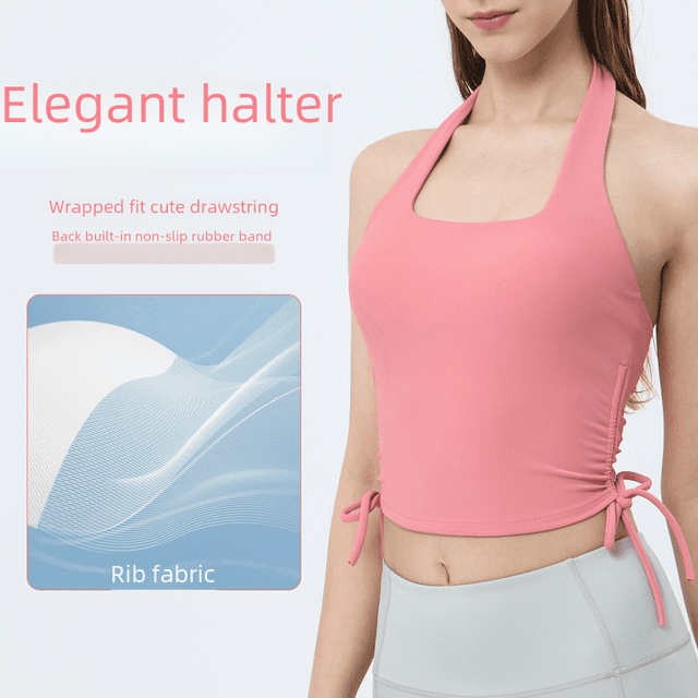 Chaleco deportivo de yoga sin espalda para primavera y verano, con cordón para mujer, con almohadilla para el pecho y cuello, para correr