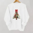 thumbnail image 5 of Guzom Womens White Christmas Tree Patchwork Sweatshirt - 100% Polyester Long Sleeve Crew Neck, with Bow & Star, Relaxed Fit (XS-XL),Size XL, 5 of 5