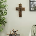 thumbnail image 2 of DecMode Brown Mango Wood Carved Cross Biblical Wall Decor, 2 of 7