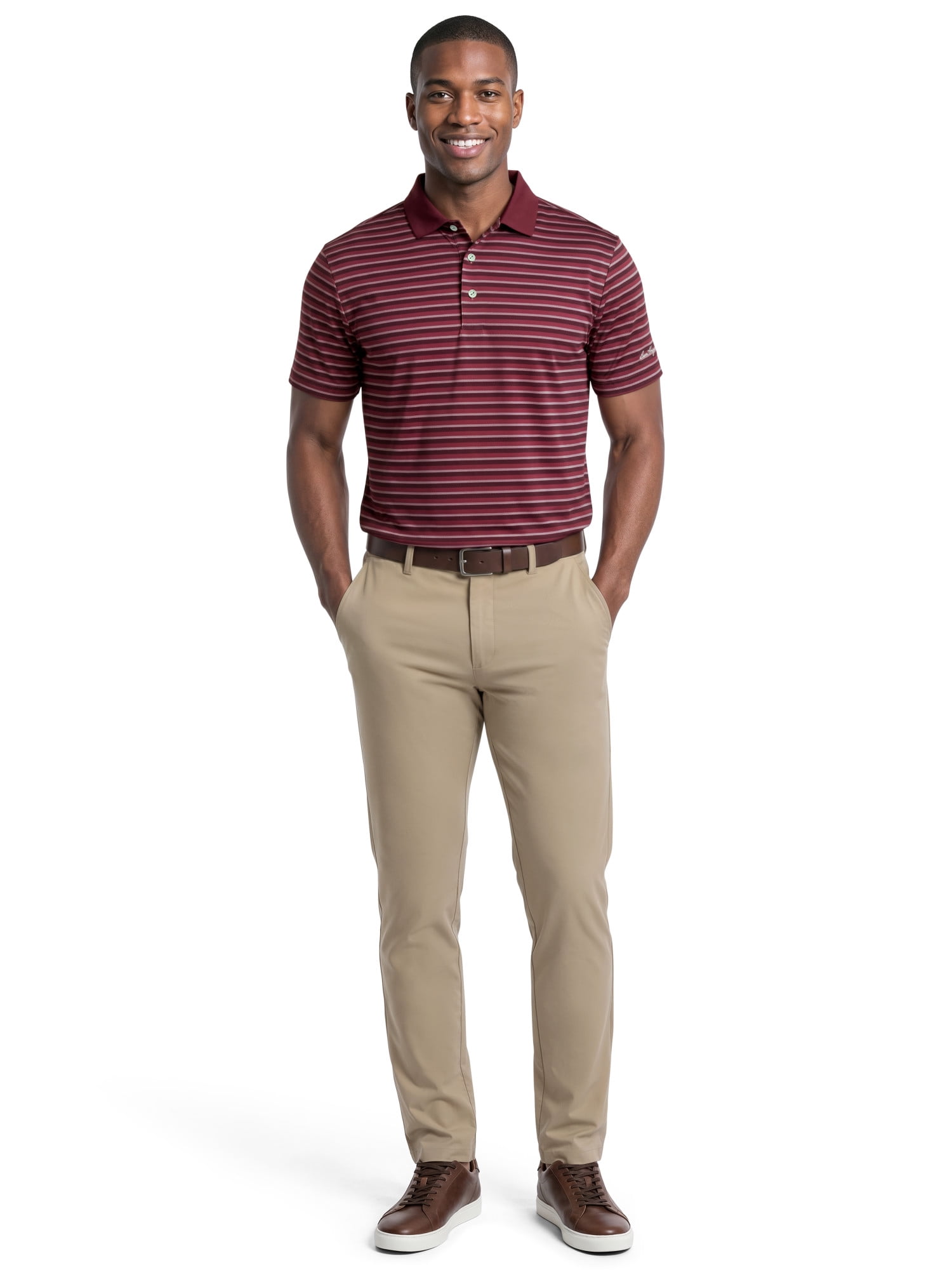 Ben Hogan Performance Men’s & Big Men's Herringbone Stripe Short Sleeve Golf Polo Shirt, Sizes S-4XLT