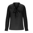thumbnail image 5 of Otntypg Elegant Satin Blouses for Women Dressy Casual Button Down Shirt Satin Silk Long Sleeve Front Bowknot Cowl Neck Shirts Dress Work Business Blouses Tops Black L, 5 of 9