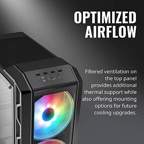 fungere Snazzy dyr Cooler Master MasterCase H500 ARGB Airflow ATX Mid-Tower with Mesh &  Transparent Front Panel Option, Dual 200mm ARGB Fans, Tempered Glass & ARGB  Lighting System - Walmart.com