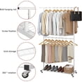 thumbnail image 2 of Perchero para ropa de doble barra, percha de ropa enrollable con malla inferior, perchero para colgar ropa, abrigos, faldas, suéteres, blanco, 2 of 4
