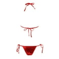 thumbnail image 3 of BOBOGOJP Women's Triangle Bikini Set Sexy Halter String Two Piece Swimsuit Brazillian Bathing Suit Cheeky Cute Swimwear Red for Size M, 3 of 5