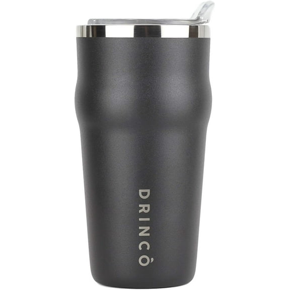 DRINCO-20oz Stainless Steel Tumbler Vacuum Insulated Tumbler Pint Glass Beer Mug with Built-in Bottle Opener THOR, 20oz Jet Black