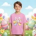 thumbnail image 4 of AWZXDE Hauts pour Filles à Manches Courtes T-Shirt Graphique pour Enfants Jeu Décontracté Thème de Pâques Imprimé Col Rond 1-13 Ans, 4 of 6