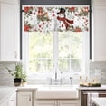 thumbnail image 3 of Christmas Snowman Kitchen Curtains and Valances Set, Xmas Poinsettia Birds Balls Snowflake Rod Pocket Window Valance 18 Inch Window Curtain Panels for Living Room Bedroom Laundry, 27.5x36in, 3 Pieces, 3 of 7