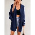 thumbnail image 5 of Women Oversized Chunky Knit Open Front Cardigan Sweater Button Up Rib Knitted Sweater Jacket Fall Dark Blue L, 5 of 9