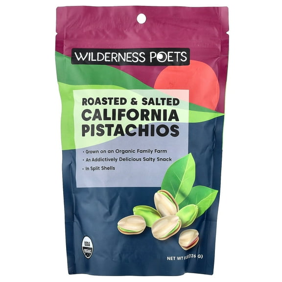Wilderness Poets, Organic California Pistachios - Roasted with Sea Salt, In Shell (8 Ounce)