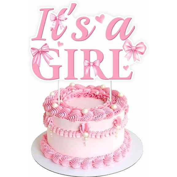 Pink Bow Baby Shower Cake Topper Pink Bow Baby Shower Decorations BowTie It's A Girl Party Decorations BowKnot Party Cake Decoration Bowknot Themed Decoration for Girls
