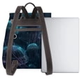 thumbnail image 3 of Sikiie Ice blue light spot jellyfish Women Genuine Leather Backpack Fashion Rucksack Daypack Leather Casual Travel Backpacks for Women, 3 of 4