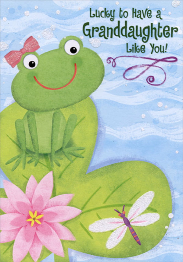 LOVELY GLITTER COATED GREEN FROG & PRESENTS NEPHEW BIRTHDAY GREETING CARD 