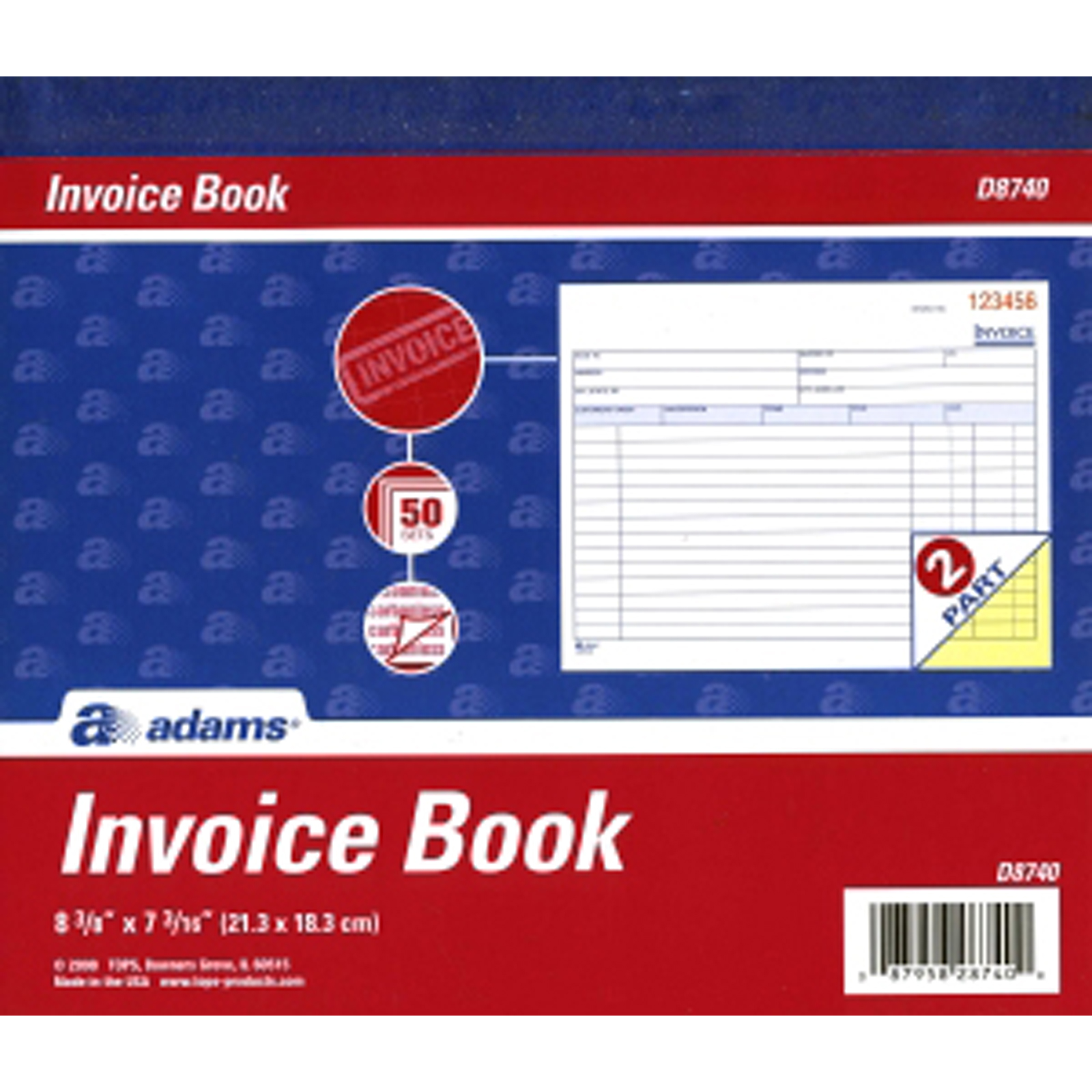 Invoice Book, 8.5X7" 1 Pkg