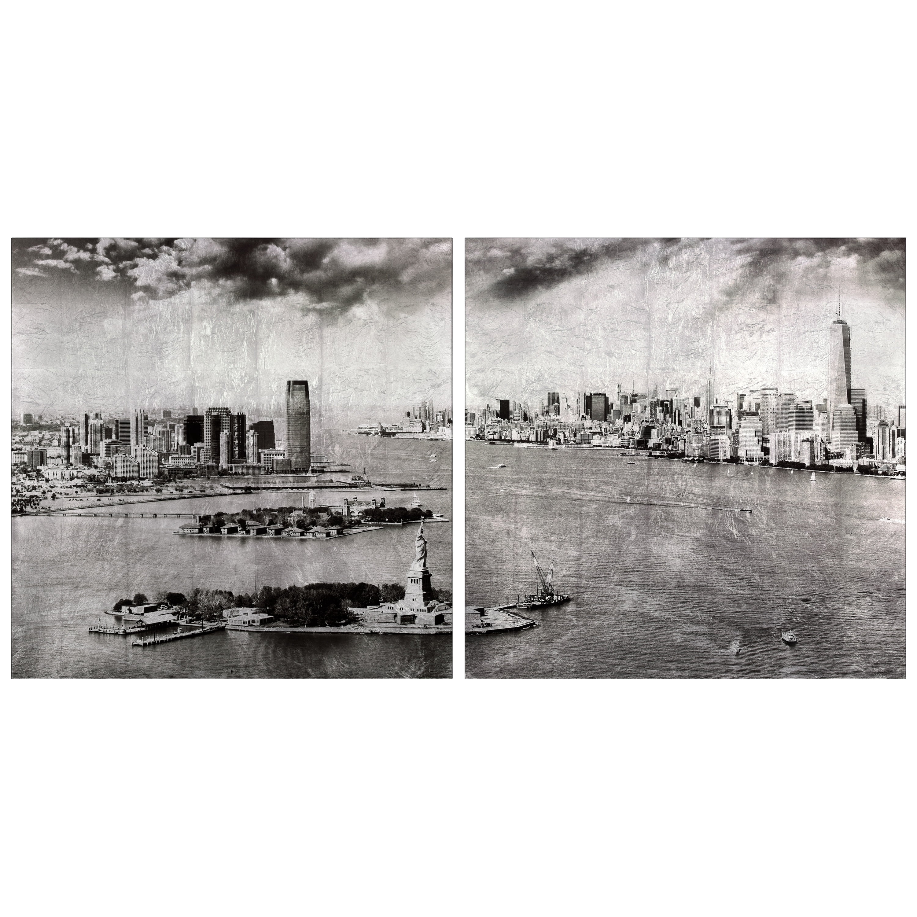 New York Skyline AB Reverse Printed Tempered Glass Wall Art with Silver Leaf